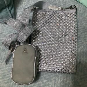 Steve Madden Silver Rhinestone BPHONEME Silver Phone Pouch